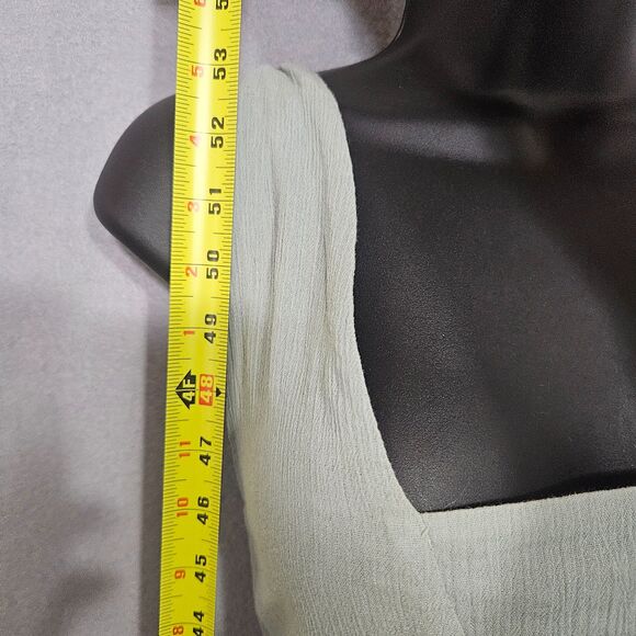 Mara Hoffman Jumpsuit Krinkle Sage Green Wide Leg Gauzy SZ 8 Cropped Tie Back - Picture 6 of 7